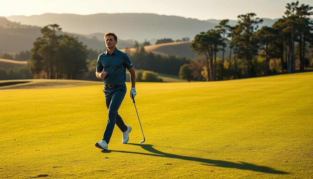Professional Golfer Walking on Golf Course