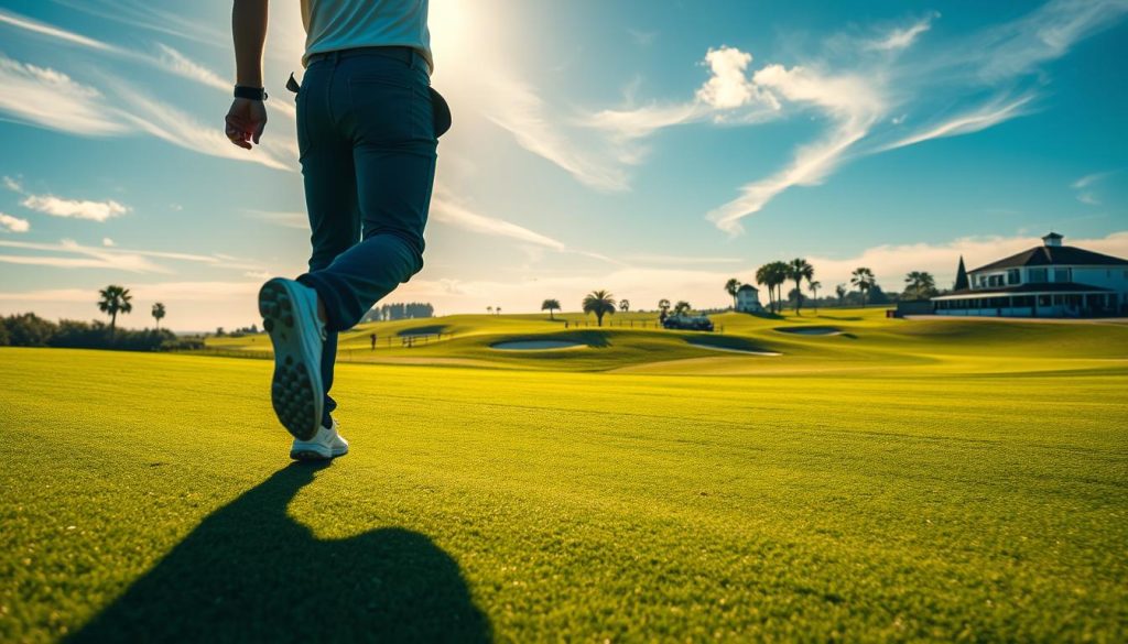Professional golfer steps count during training
