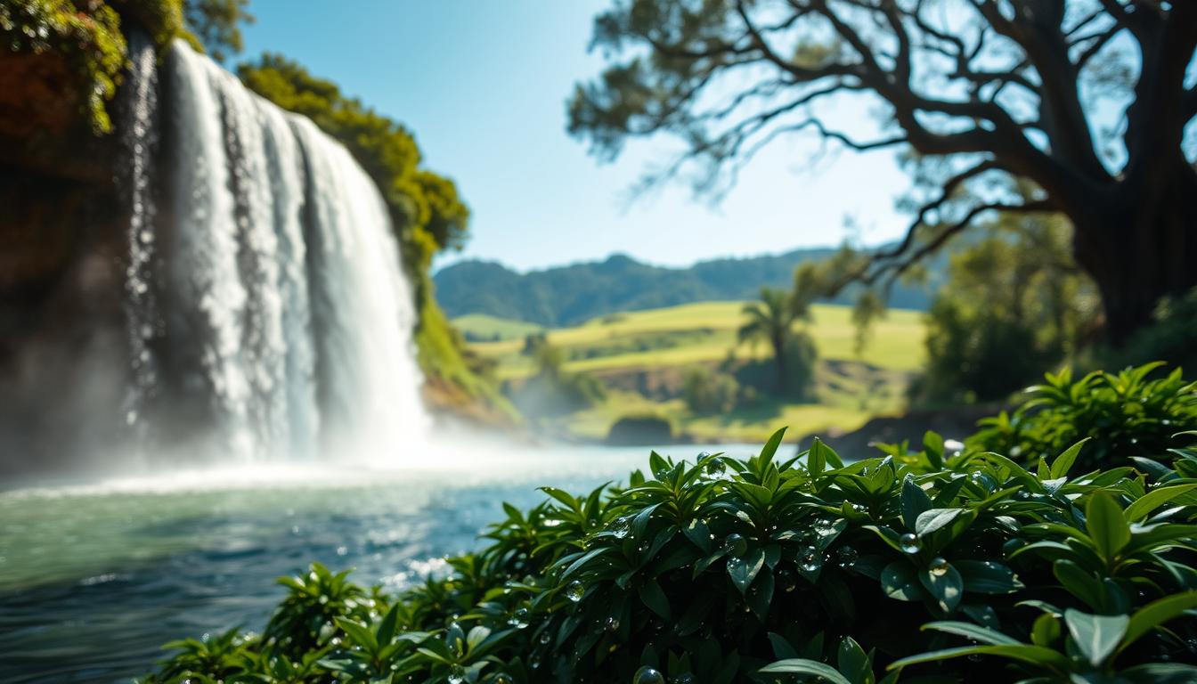 Negative ions near waterfalls